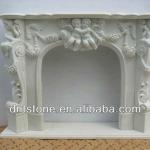 white stone carving fireplace,flower carved fireplace mantel-FP1