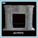 White marble flower carving of fireplace frame-JS-FP070L