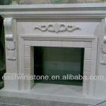 white onyx marble fireplace-white marble