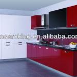 Red UV kitchen cabinet with simple design-