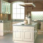 White PVC Thermal Foil Kitchen Set with island, Raised door Kitchen-KV-02M