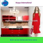 Red color door cheap stainless steel kitchen cabinet-001