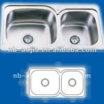 stainless steel italian double bowl kitchen sink-SHF-8244