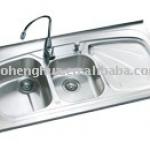 stainless steel sink,two bowl one drainer 2684-2684