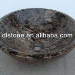 Polished dark emperador marble round wash basin-DL dark emperador wash basin