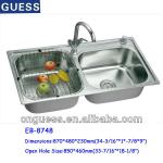 EB-8748 HOT double drainer stainless steel sinks kitchen furniture kitchen sinks-EB-8748
