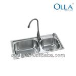 stainless steel high quality double bowl kitchen sink-OL-C7238