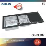 OULIN kitchen sink drain parts stainless steel and glass OL-BL107-OL-BL107