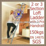 Loft ladder/Aluminum Extended Extending Folding Triple/3 Section garret attic Loft Ladder manufactured to EN 14975/SGS.-EMJ-020L