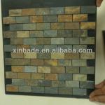 natural face slate mosaic tile stone mosaic tiles made by rust stone rectangle shape chips-XBD019