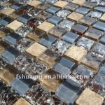 HG-815107 Dark color crystal glass mix stone mosaic tiles/kitchen backsplash-HG-815107