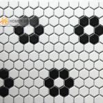 black and white hexagon ceramic wall and floor mosaic tiles, Homer Mosaic HM7016-HME7016