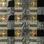 Multi-size black and gold colour glass mosaic with resin mosaic decoration building material China glass mosaic wall tile MK0510-MK0510