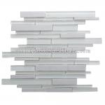Crystal White Galaxy Interlocking Strip Glass Mix Stone Mosaic Tile-Mosaic Tile -CTR-GT-RSO