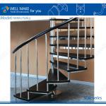 2014 new style steel wood spiral stairs/Staircase with wooden tread and steel rod-0813