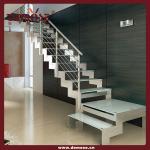 Foshan residential modern steel staircase| tempered glass staircase| stainless steel glass staircase-DMS-2071 stainless steel glass staircase
