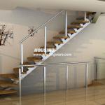 Indoor stair with oak tread and glass railing-L shape stair-45