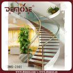 interior curved glass wood stairs/staircase-DMS-2001 interior curved glass wood stairs