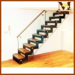 Modular Glass Railing and Wood Steps Stairs-ZZ-10 modern straight glass trends stairs