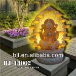 elephant buddha statues resin and sandstone fountain with lamps-BJ-13002