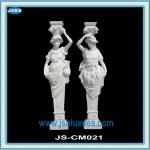 Beautiful Girl Statue Carved White Stone Column-JS-CM021