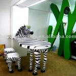 Idea Amusement park decor,zebra carve desk and chair-F-0004