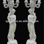 250cm high white marble female statues with lamp-XM-163