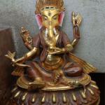 Beautiful Half Gold Plated Ganesh Statue Handmade in Nepal-PS010