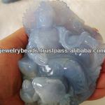Blue Chalcedony stone Quan Yin buddha carving-semi precious stone animal carving products for gifts and home decoration-