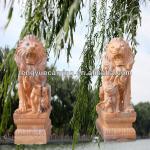 garden hand carving marble lion sculpture-ANM15