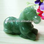 Green Aventurine Stone Carved Small Horses Statue-A10