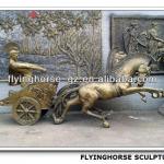 HS-083 Life Size Horse Statue with Cart, Running Horse Statue-HS-083