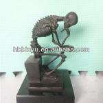 human skeleton abstract Bronze sculpture indoor small statue-0593