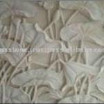 Natural Beige Bali Stone Relief Flower Carving Wall Decoration-