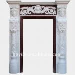 Hand Carved Marble Fireplace With Standing Females-111119-20