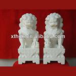 China style factory carved pure white stone lions statues-HY-D216