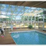 weatherproof glass house for pool