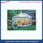 white color laminated glass roof aluminum outdoor glass room-SHYOT022