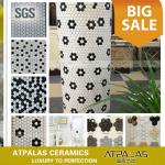 Hexagon White/Black Ceramic Mosaic Floor Tile-ACE1115