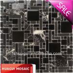 Glass mix polish marble mosaic black tiles HG-Y001-HG-Y001