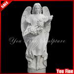 Angel statue decoration white marble tombstone-YF-S-19