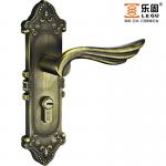 2012-Best seller reversible middle plate Bright antique brass Finish Zinc Alloy mortise lock medium size door handle