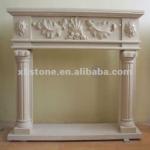 2012 simple style freestanding marble stone fireplace with hand carving XH-FP