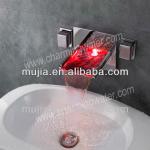 2013 unique design brass new design chrome wall mounted led waterfall faucet LPTW03