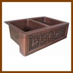 2014 popular 100 % Handmade Copper kitchen Sink with double bowls SR18