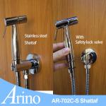 Arino chrome stainless steel bidet shattaf set with safety stop valve AR-702C-S