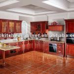 Best Modern design Red Solid Wood kitchen cabinet KP-K