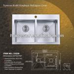 cupc topmount handmade kitchen sink,topmount double sink-3322D