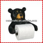 Decorative cute custom black bear resin Toilet Paper Holder OEM06598