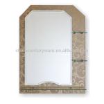 Double layer grooved irregular mirror with three shelves